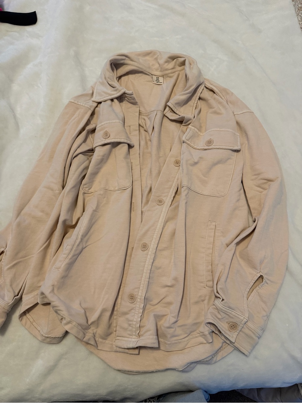 Sunday Neutral Beige Button-Front Shirt Jacket